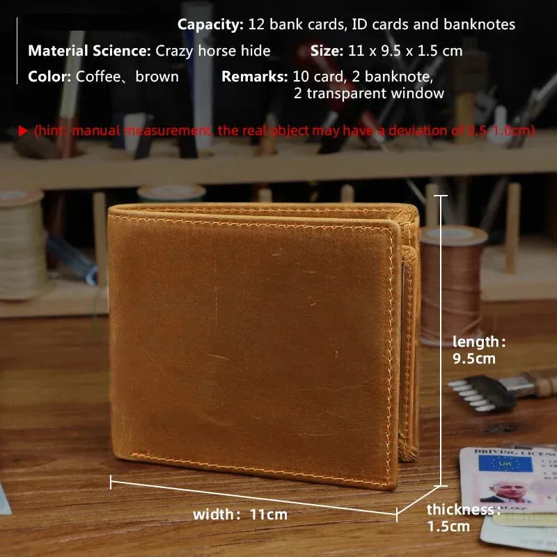 Unisex Vintage Genuine Leather Money Card Slot Organizer Small Wallet