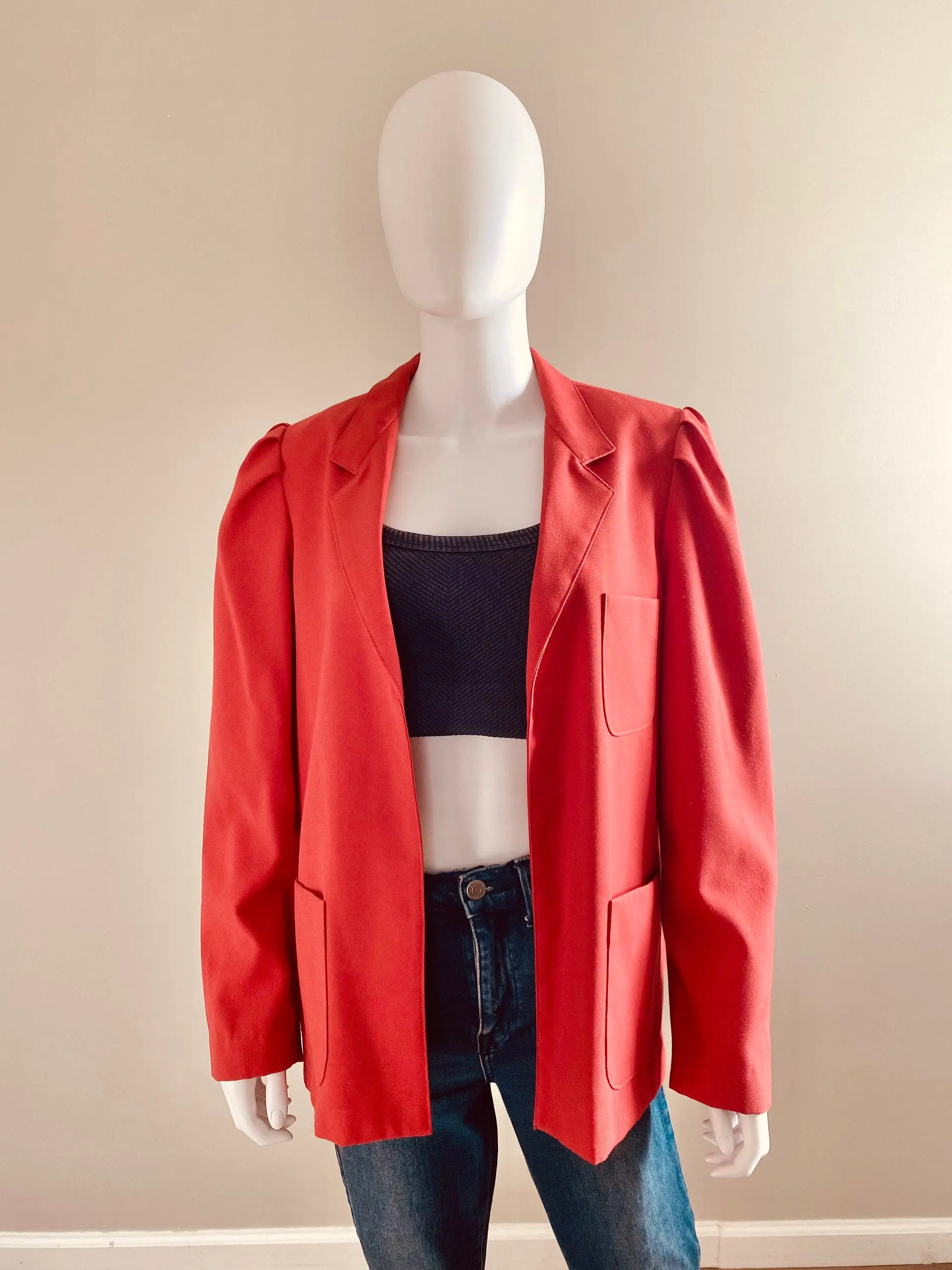 Vintage 1970s Terra Cotta Blazer / 70s Open Front Blazer / Size S to L