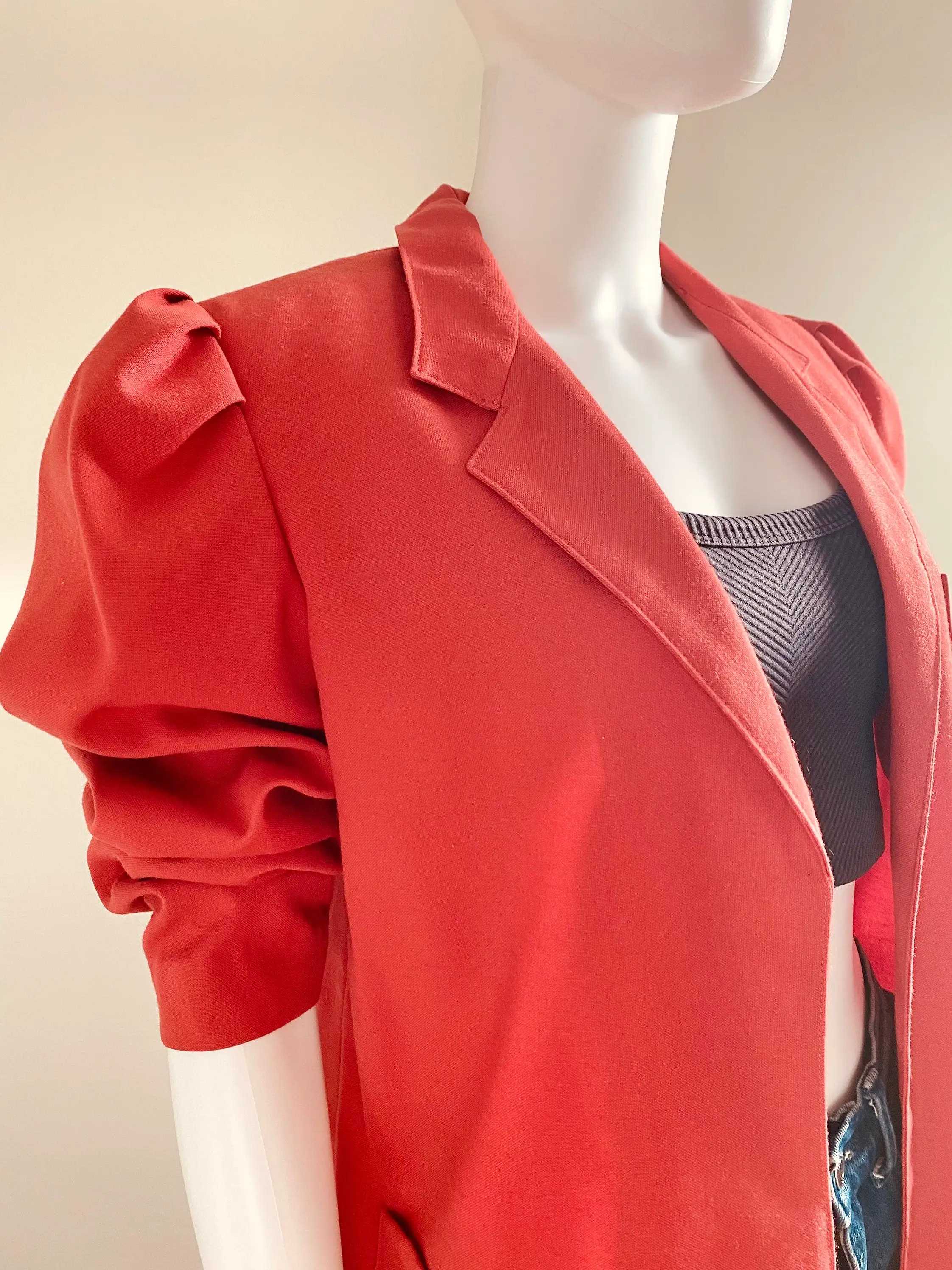 Vintage 1970s Terra Cotta Blazer / 70s Open Front Blazer / Size S to L