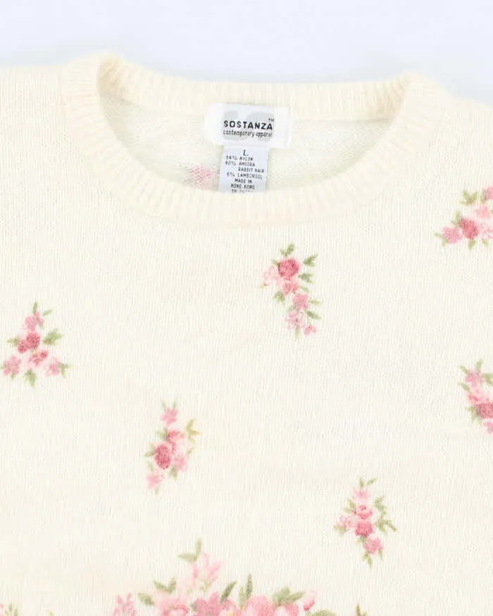 Vintage 90s Sostanza Floral Knit Tee - L