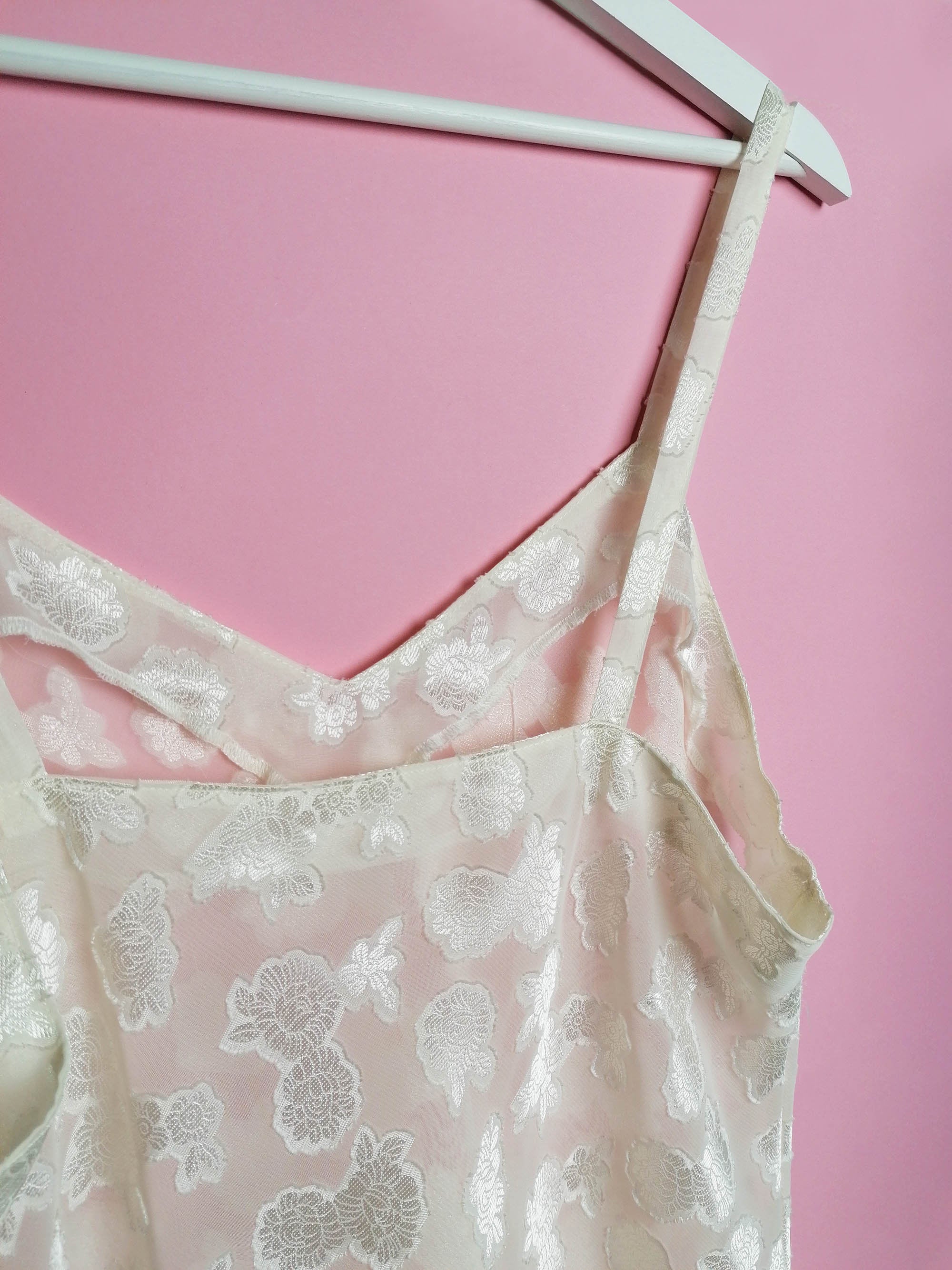 Vintage Butter-white Sheer Cami - size M-L