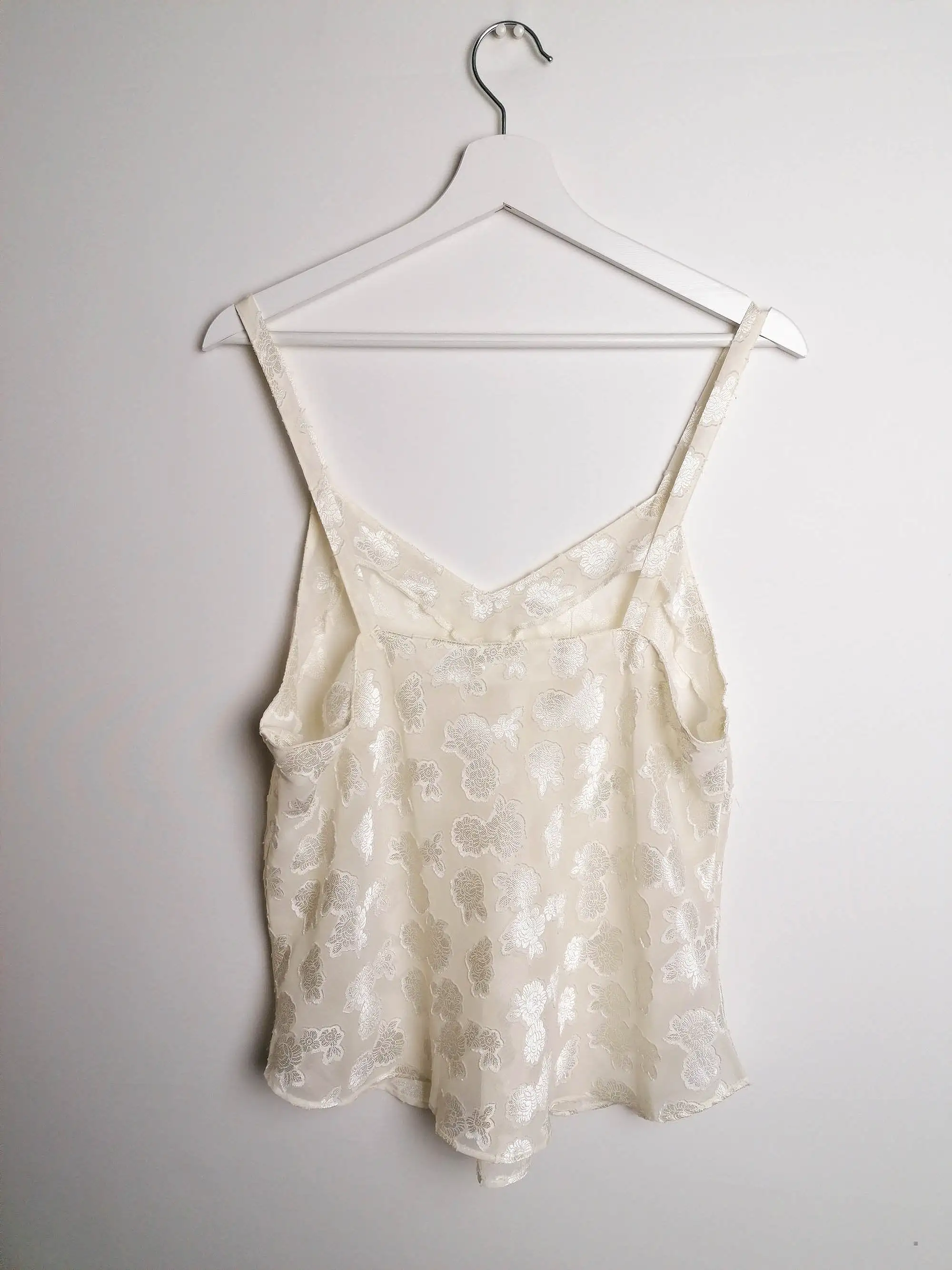 Vintage Butter-white Sheer Cami - size M-L