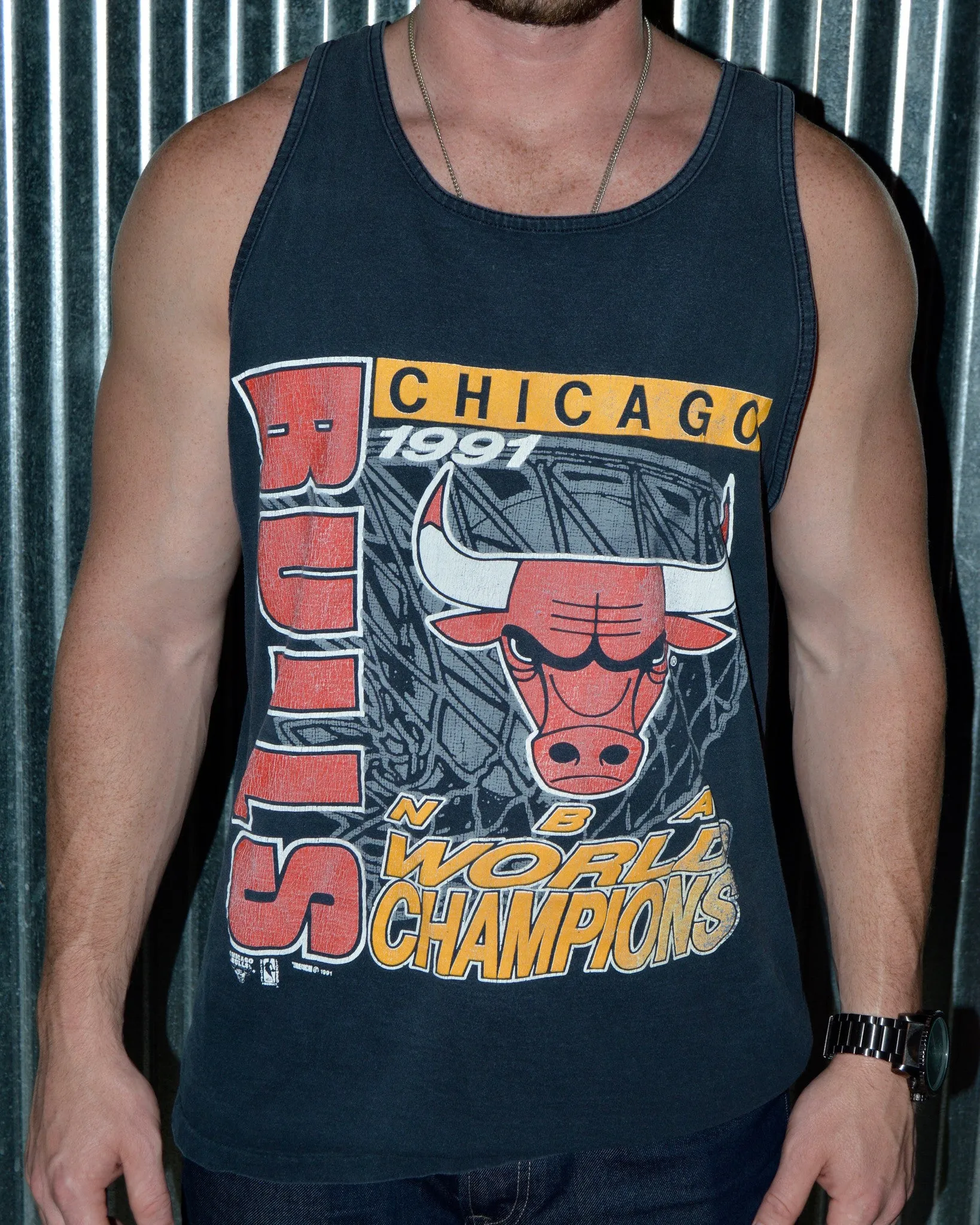 Vintage Chicago Bulls World Champs Graphic Tank Top sz L