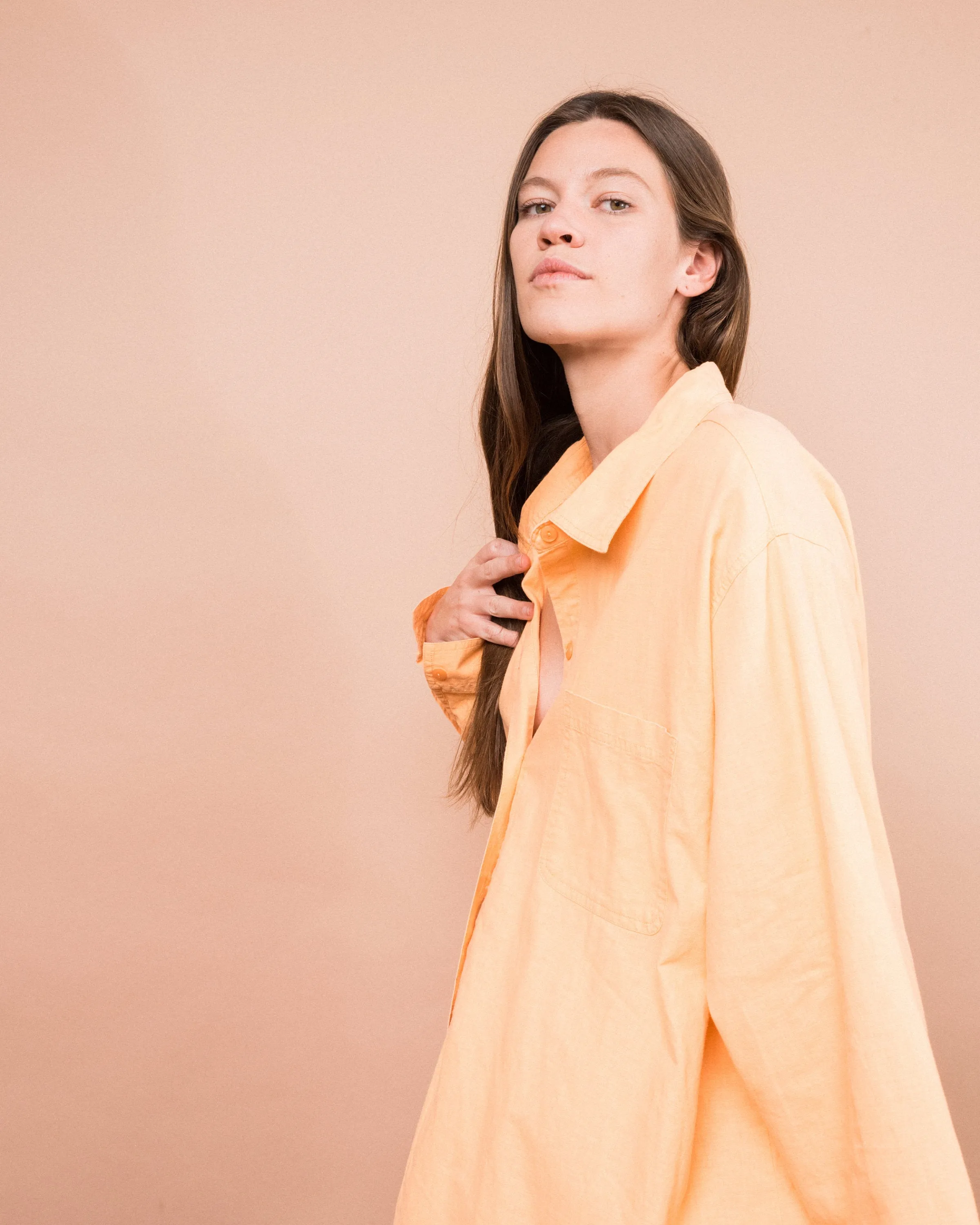 Vintage Oversized Apricot Shirt (S/M)