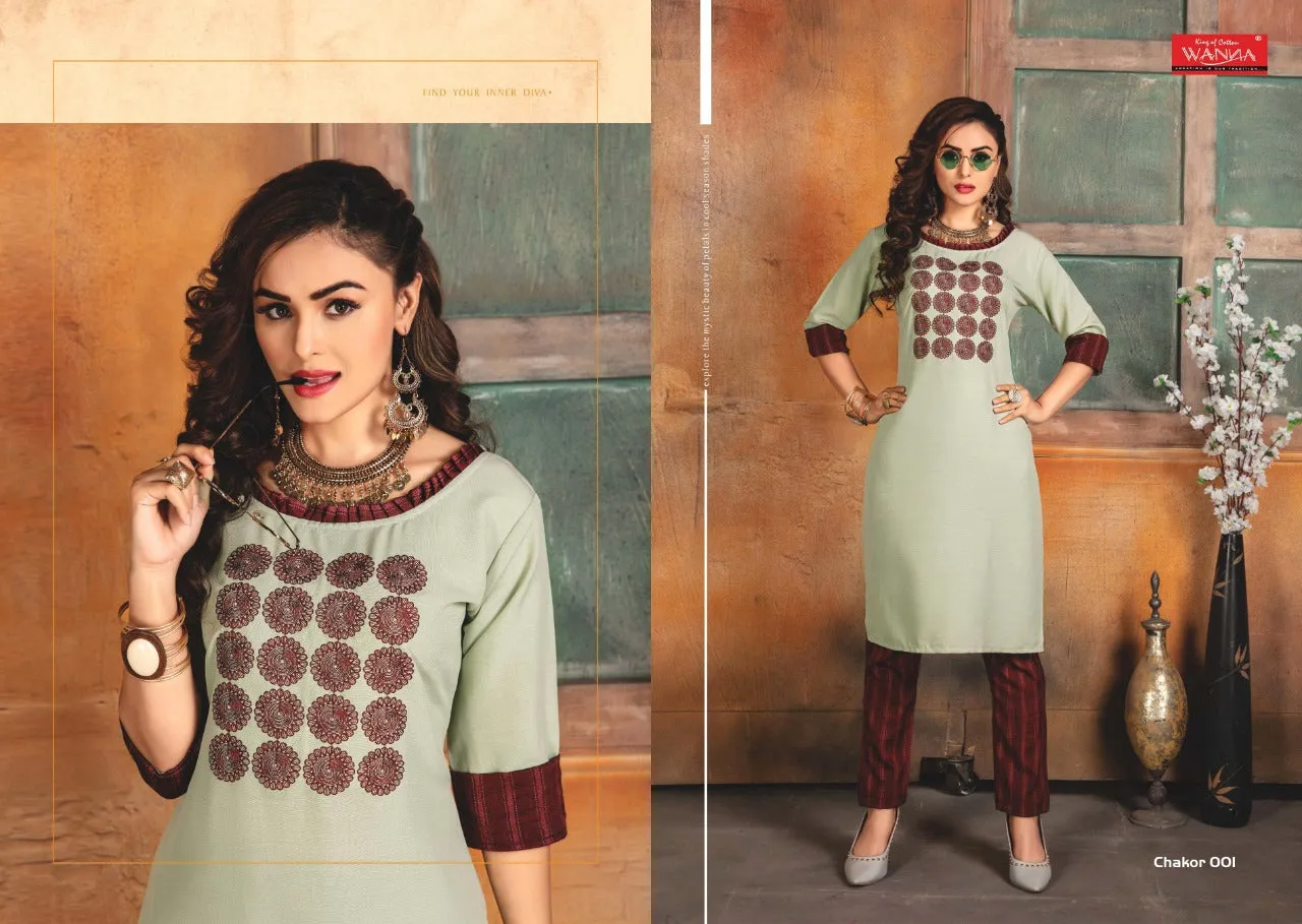 Wanna Presents Chakor Rayon Slub Pakistani Fency Designer Kurti