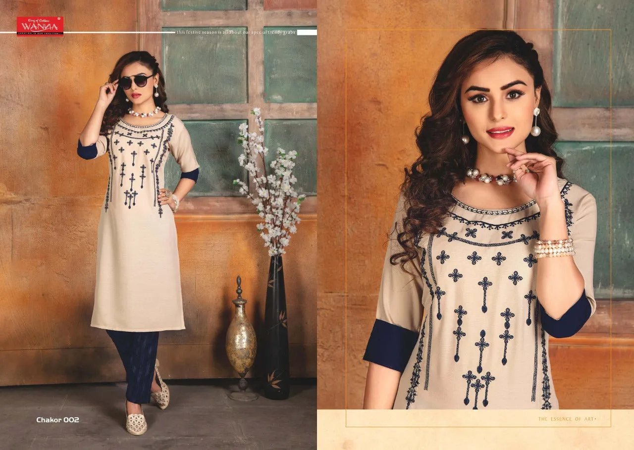 Wanna Presents Chakor Rayon Slub Pakistani Fency Designer Kurti