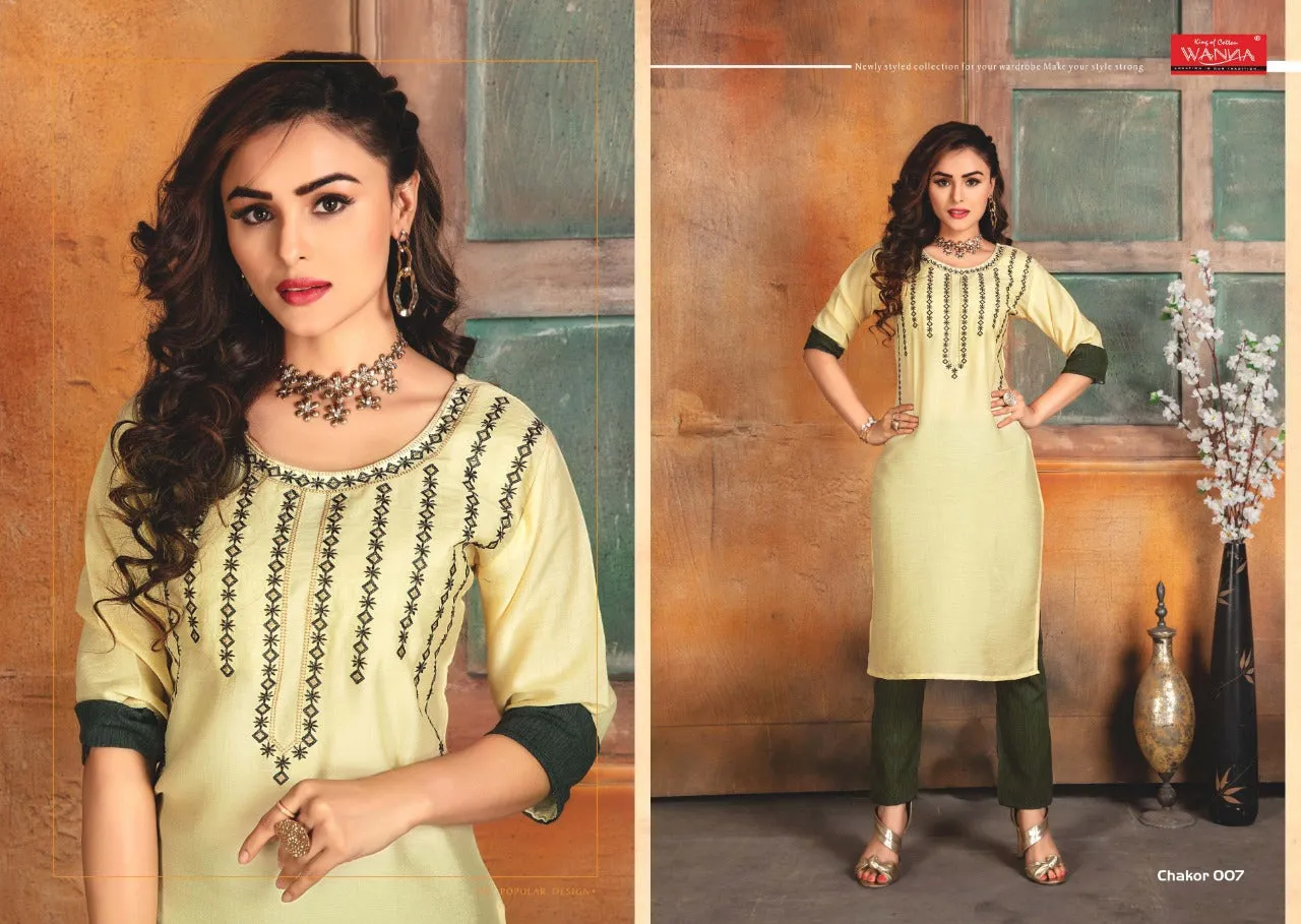 Wanna Presents Chakor Rayon Slub Pakistani Fency Designer Kurti