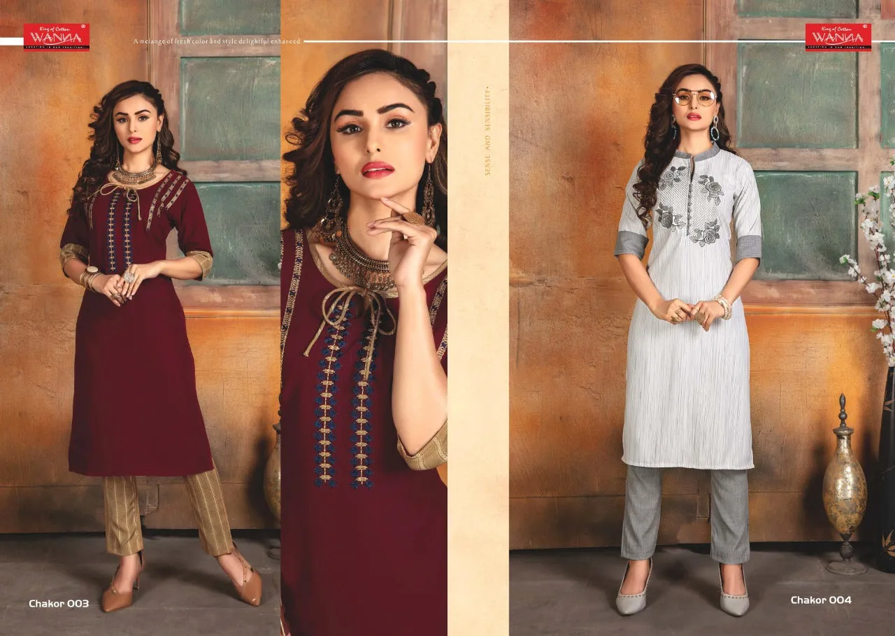 Wanna Presents Chakor Rayon Slub Pakistani Fency Designer Kurti