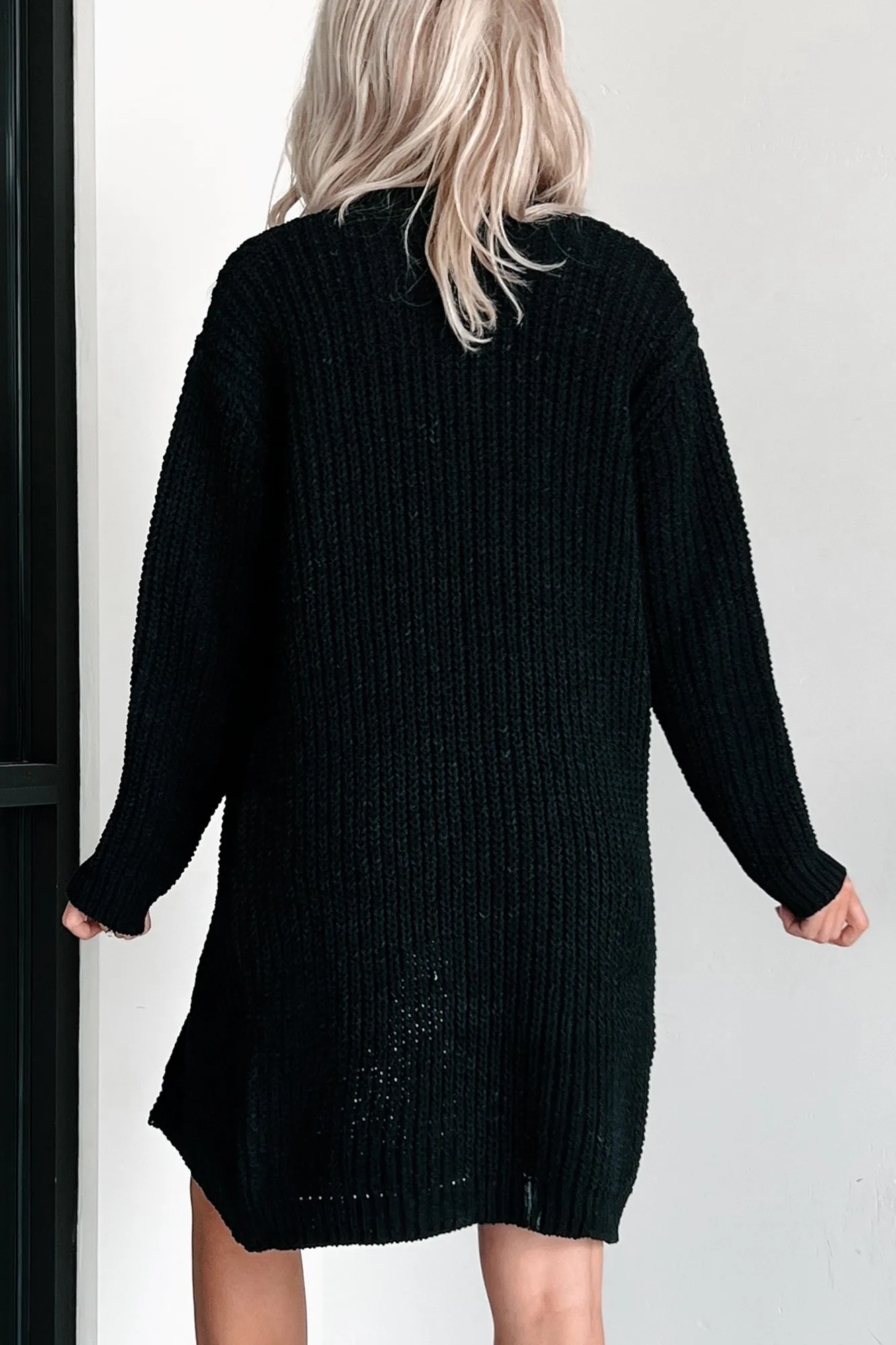 Weather It Together Chenille Longline Cardigan (Black)