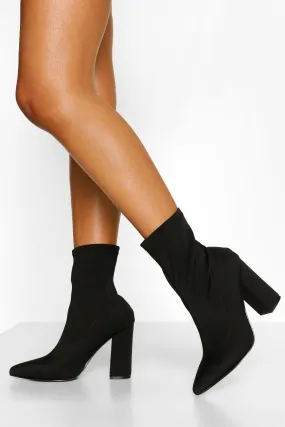 Wide Width Block Heel Sock Boots