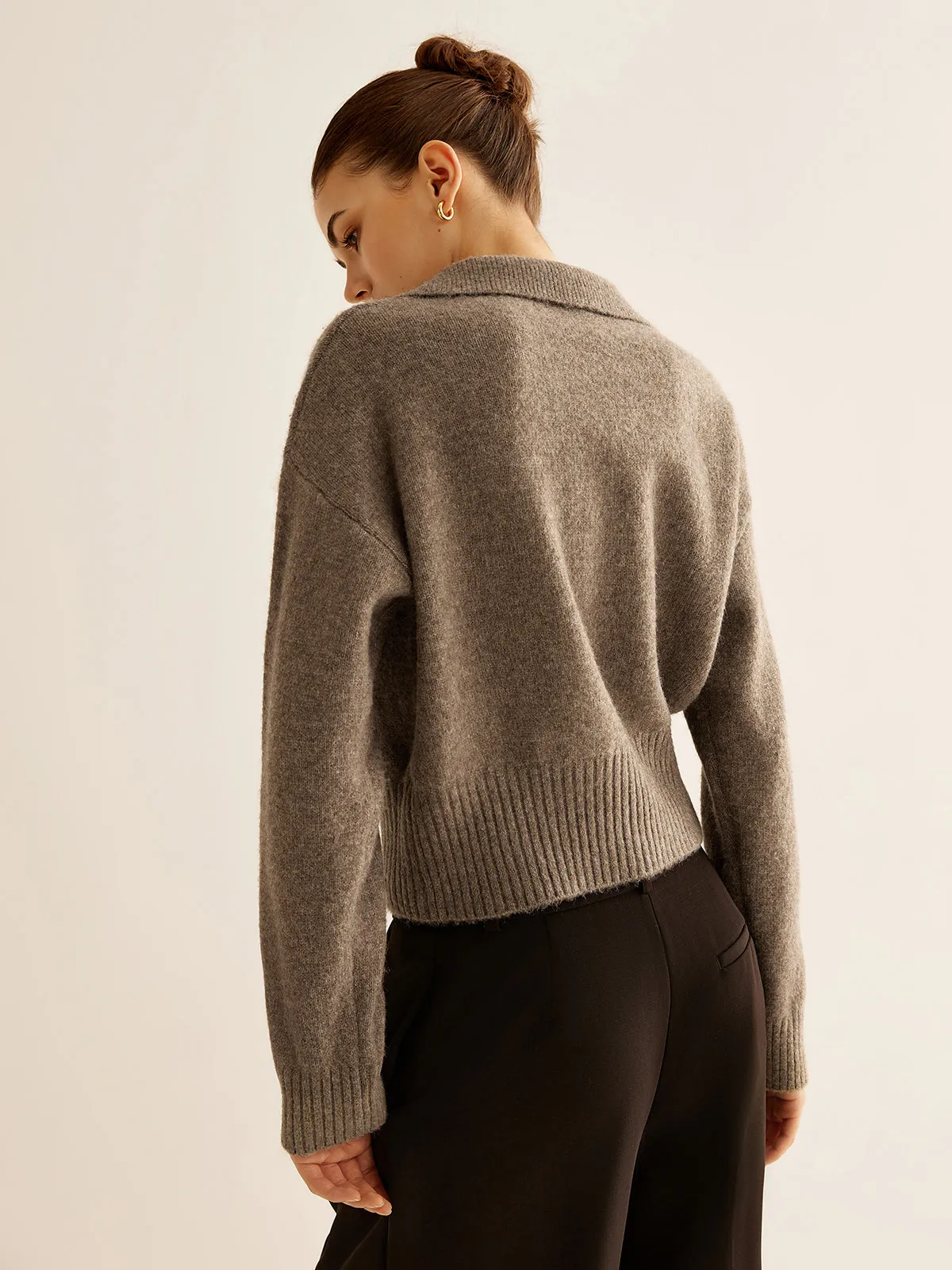 Wool-Blend Polo Sweater