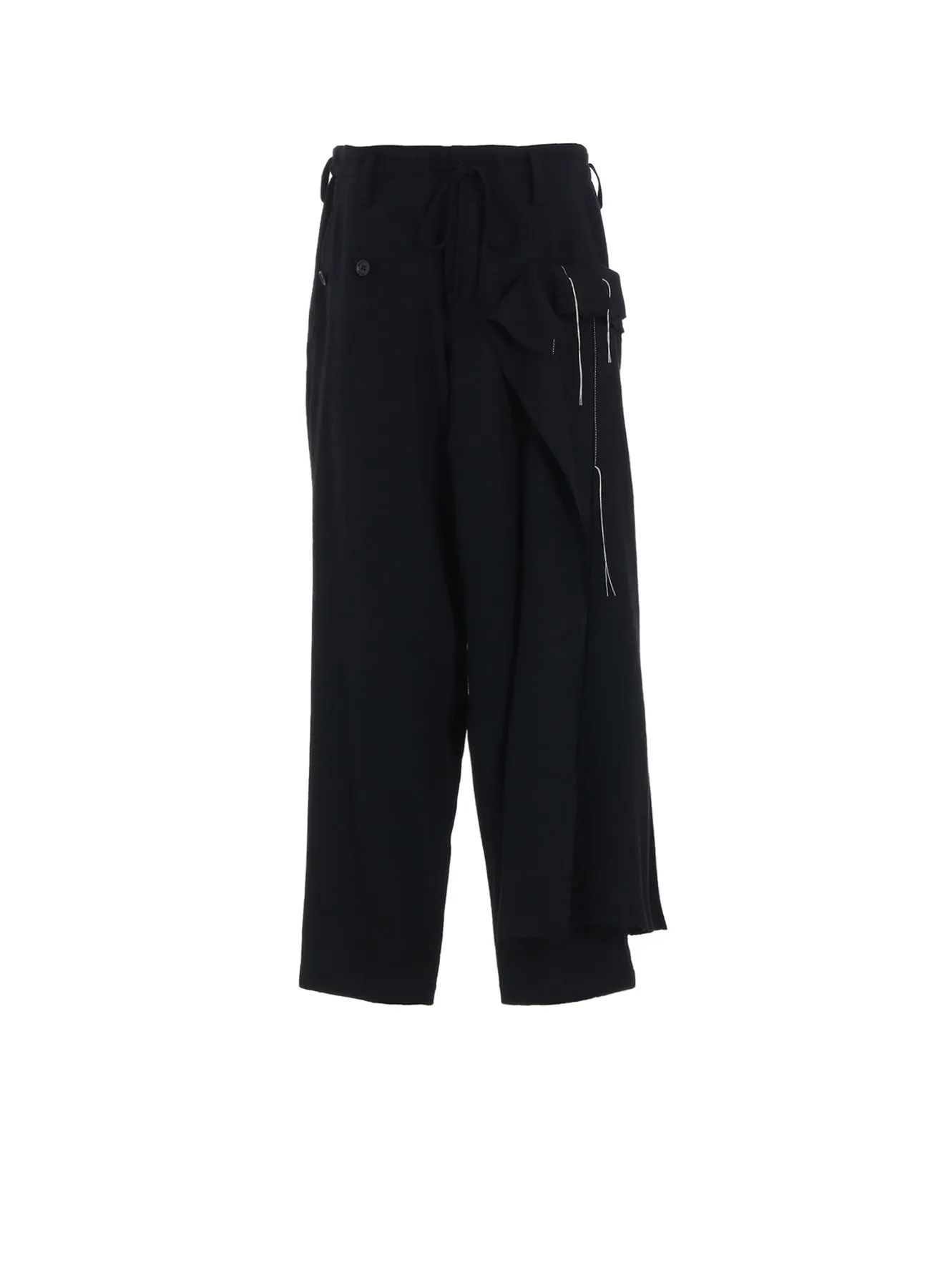 WOOL VIYELLA PLEATED WRAP PANTS