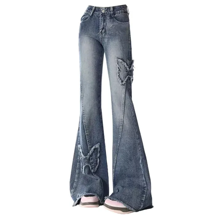 Y2K Butterfly Flare Jeans