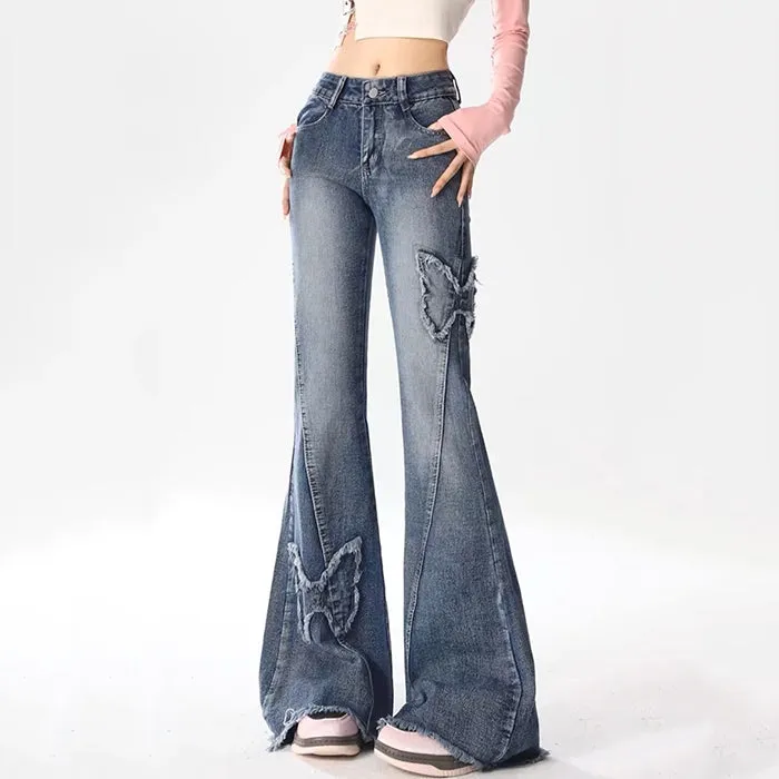 Y2K Butterfly Flare Jeans