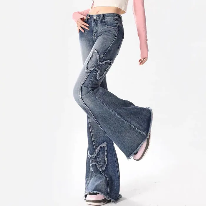 Y2K Butterfly Flare Jeans