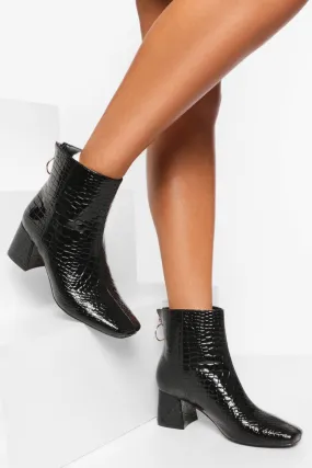 Zip Detail Low Block Heel Boots